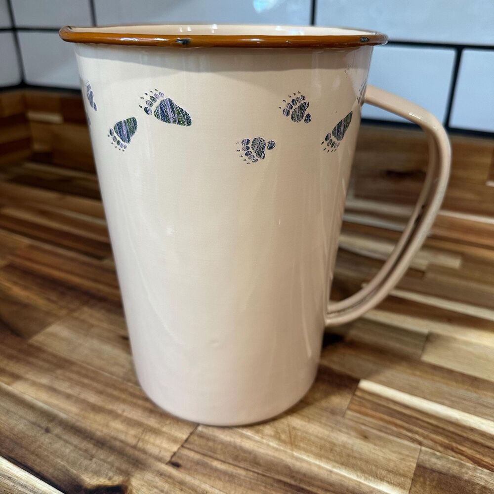 Vtg Marble Canyon Enameled Pitcher w Paw Claw Print Pattern - 8 3/8” h x 8” x 6”